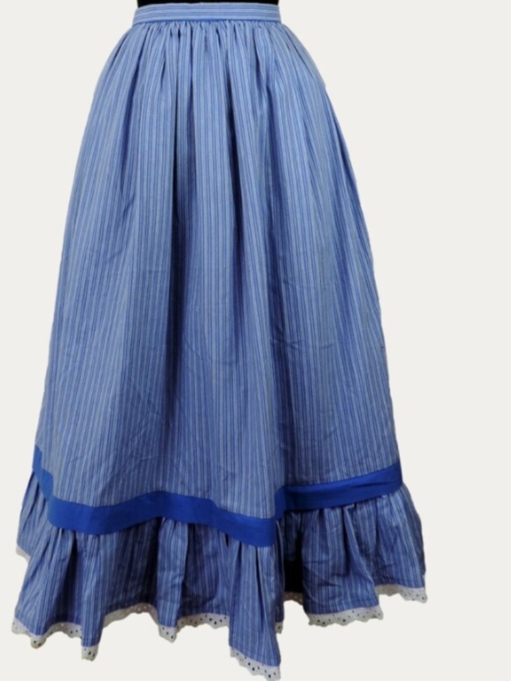 Vintage blue striped Trachten Skirt, size S